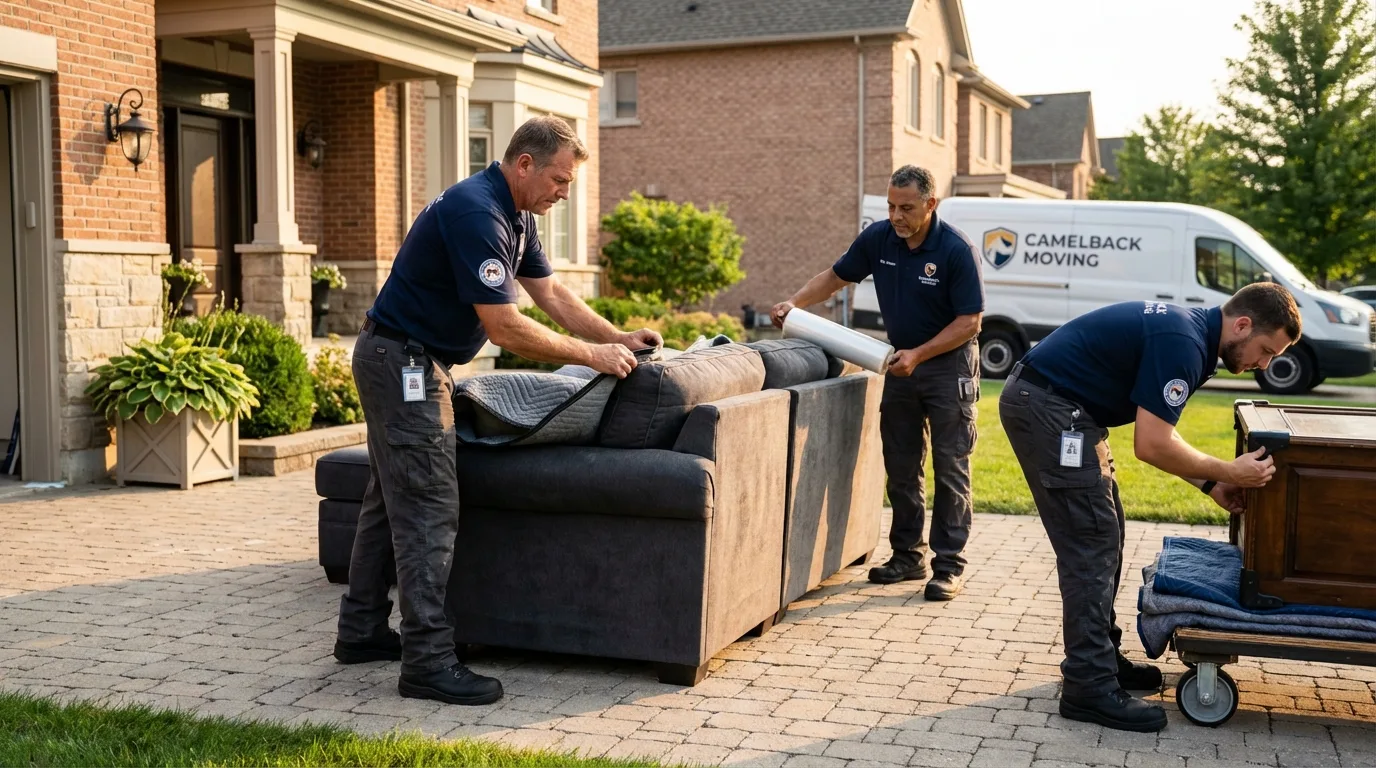 Large estate moving crew wrapping furniture in Wofford Heights, CA