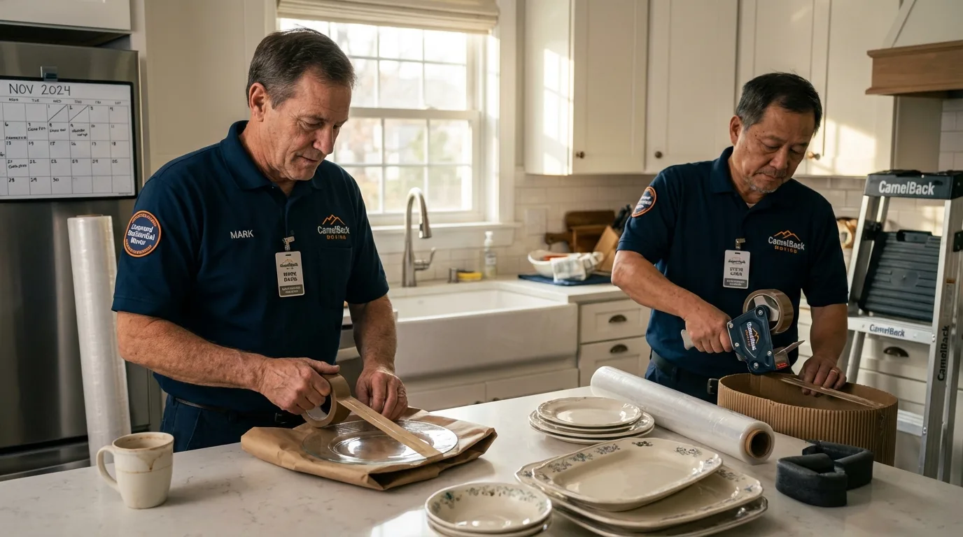 Professional crew packing kitchen dishware in Wofford Heights, CA
