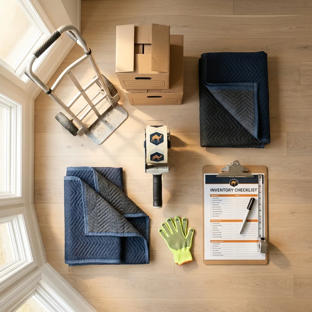 Professional moving supplies and packing materials layout for Wofford Heights residential relocations
